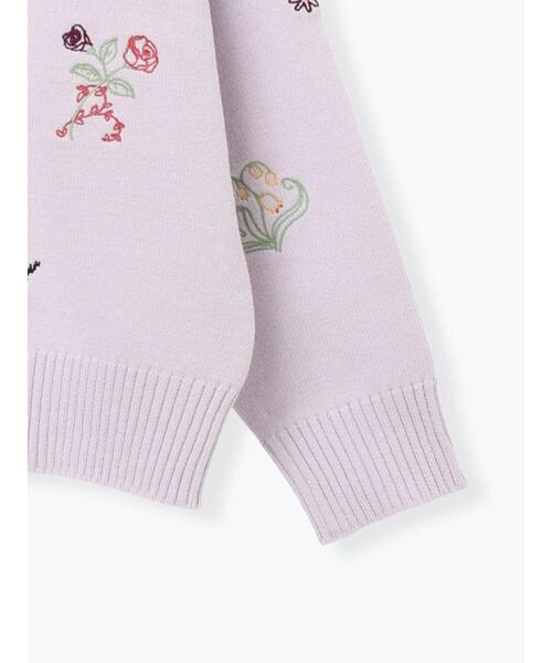 MSGM - 24aw 2024 新品 MSGM ロゴ 刺繍 花 ボタン カーディガン S Samansa Mos2（サマンサモスモス） カーディガン 花+ロゴ総柄刺繍