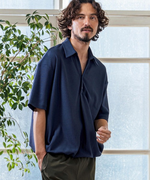 Magine（マージン） ポロシャツ 半袖 mhs2546- Poly Knit Skipper Neck