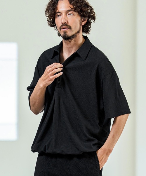 Magine（マージン） ポロシャツ 半袖 mhs2546- Poly Knit Skipper Neck