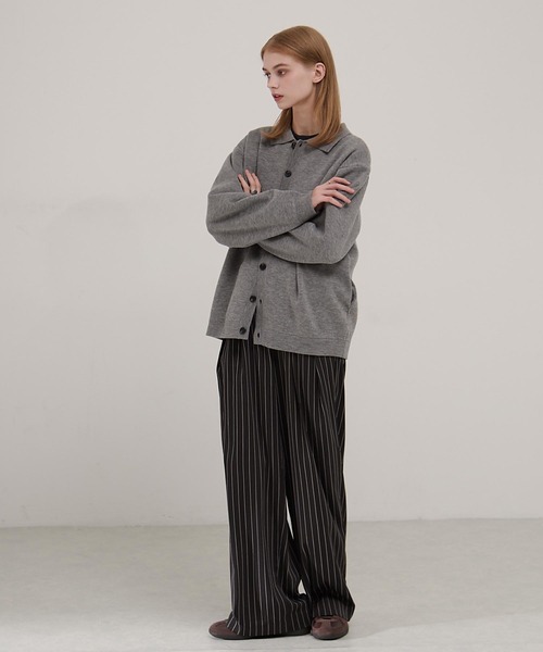 「EMMA CLOTHES」 ニットカーディガン M ライトグレー メンズ_画像8