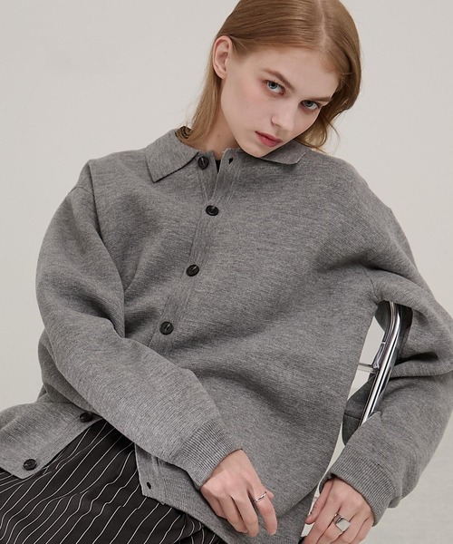 「EMMA CLOTHES」 ニットカーディガン M ライトグレー メンズ_画像9