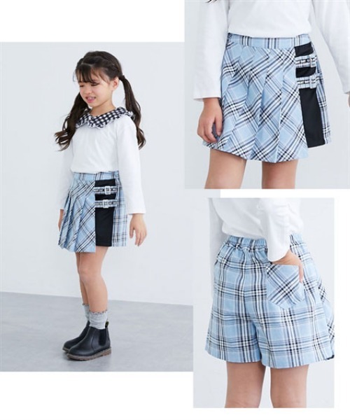 パンツ ラメチェック柄ラップキュロット キッズ 子供服 女の子