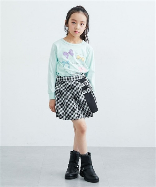 パンツ ラメチェック柄ラップキュロット キッズ 子供服 女の子