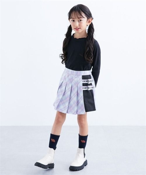 パンツ ラメチェック柄ラップキュロット キッズ 子供服 女の子