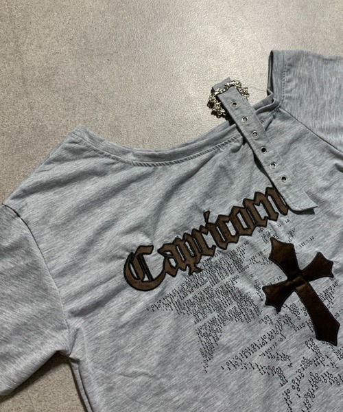 lilful tシャツ 「26年春夏新作」Y2K レオパード柄 クロスモチーフ