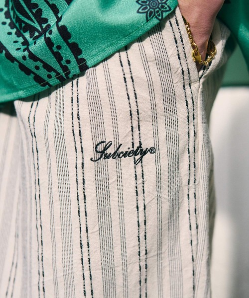 Subciety（サブサエティ） ワイドパンツ スラックス Jacquard stripe
