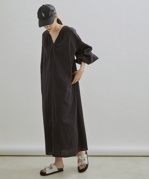 「SALON adam et rope'」 長袖ワンピース FREE ブラック レディース_画像4