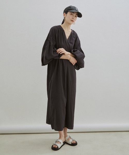 「SALON adam et rope'」 長袖ワンピース FREE ブラック レディース_画像8