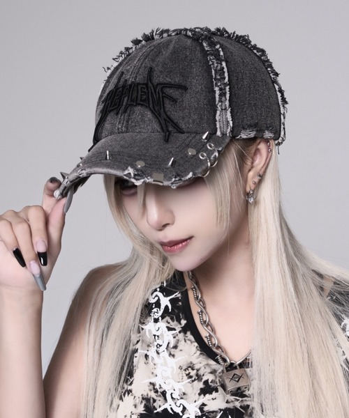 REFLEM【レフレム】スパイクスタッズデニムキャップ　gray REFLEM（レフレム） キャップ 帽子 レディース 「REFLEM/レフレム