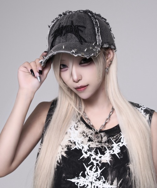 REFLEM【レフレム】スパイクスタッズデニムキャップ　gray REFLEM（レフレム） キャップ 帽子 レディース 「REFLEM/レフレム