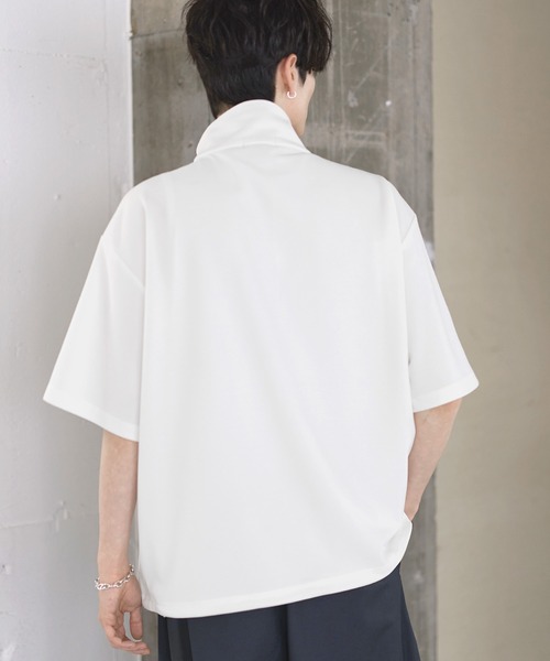 tシャツ 「26SS」梨地ハーフジップドローコードTシャツ メンズ