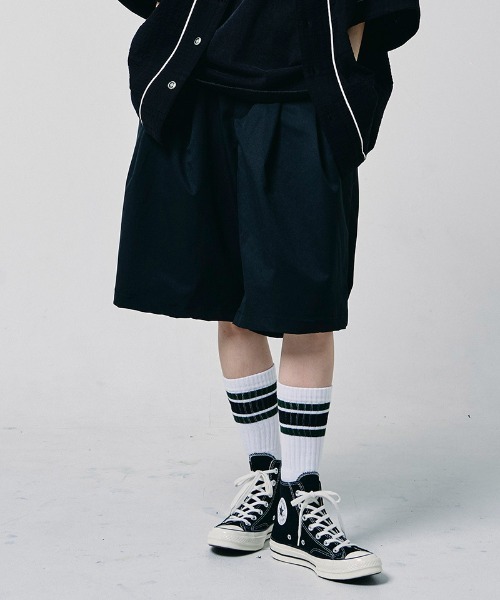 ワイドパンツ パンツ mp15129-Wide 2tuck short pants ワイドショートパンツ(efdig-13) メンズ レディース | EFFECTEN | 11