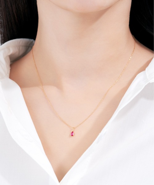 ネックレス K18 ルビー ペアシェイプ ペンダントトップ レディース メンズの画像