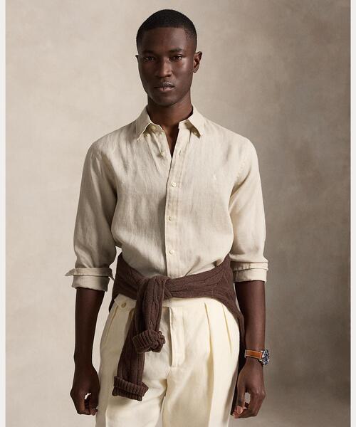 美品 ラルフローレン クラシック フィット リネン シャツ 現行 メンズ XS POLO RALPH LAUREN（ポロ・ラルフローレン） ラルフローレン シャツ