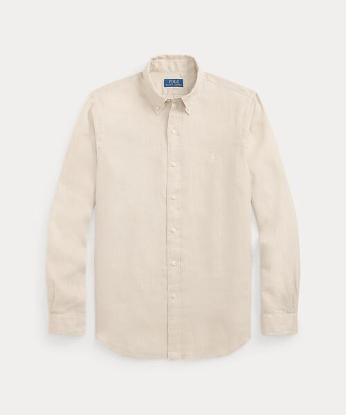 ポロラルフローレン リネン　長袖シャツ　ベージュ　白刺繍　クラシックフィット POLO RALPH LAUREN（ポロ・ラルフローレン） ラルフローレン シャツ