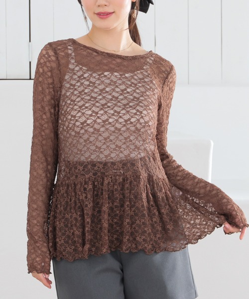 Honeys（ハニーズ） tシャツ レースペプラムトップス レディース