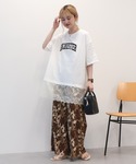 tシャツ 半袖 カレッジロゴレースドッキングT...の詳細画像5