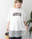 tシャツ 半袖 カレッジロゴレースドッキングT...の詳細画像3