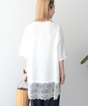 tシャツ 半袖 カレッジロゴレースドッキングT...の詳細画像4