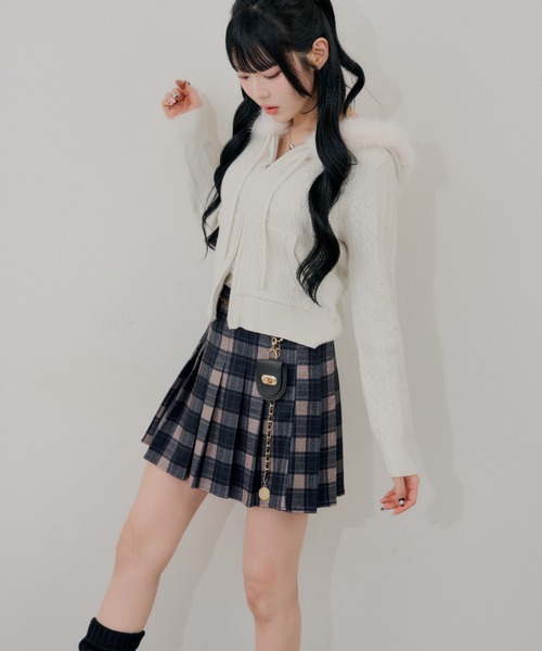 【美品】コーデ売り♡異素材 ジップアップパーカー＆Iラインラメスカート continuer de NICE CLAUP パーカー ラメケーブルZIPUPパーカー
