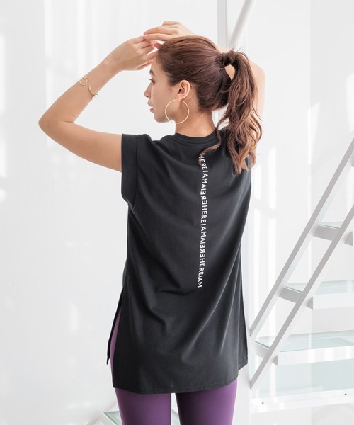 tシャツ 「接触冷感」「吸水速乾」フロントロゴラメコンビプルオーバー レディース HEREIAM tシャツ 「新色入荷」「HEREIAM」吸水速乾／ミラーロゴ