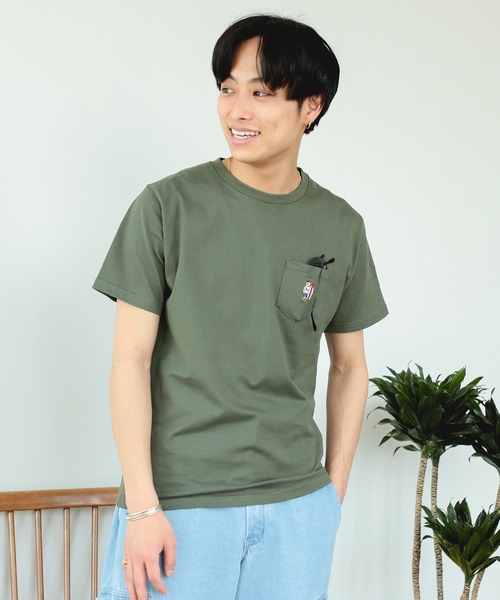 Extorr ピンク ラベル ポケット Tシャツ PEEL&LIFT stripe marx pocket tee shirt マルクスパッチ