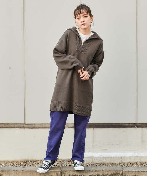 cepo（セポ） ニット セーター ハーフジップロングニット レディース