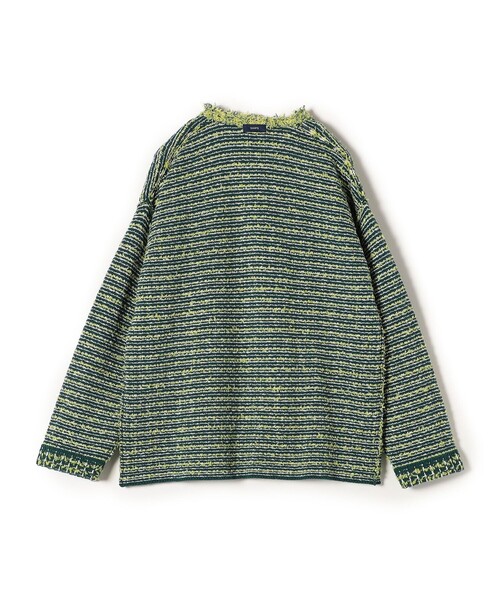 美品SHIPSシップス羽織りきれい色ニットツイードクルーネックカーディガン♪ セール】〈手洗い可能〉ニット ツイード クルーネック カーディガン