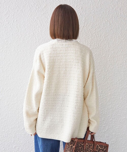 美品SHIPSシップス羽織りきれい色ニットツイードクルーネックカーディガン♪ SHIPS（シップス）の「〈手洗い可能〉ニット ツイード クルーネック