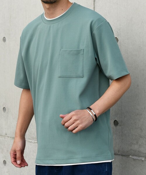 SHIPS any tシャツ any: 「吸水・速乾・ストレッチ」 フェイク