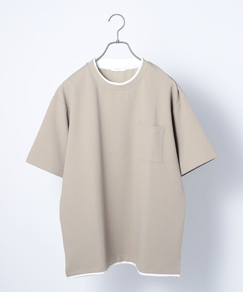 SHIPS any【新品】フェイク レイヤード Tシャツ SHIPS any:〈洗濯機可能〉ラウンド フェイク レイヤード Tシャツ