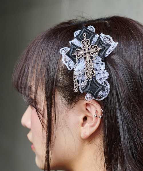 SPINNS ヘアクリップ レースクロスデザイン : ZOZOTOWN Yahoo!店