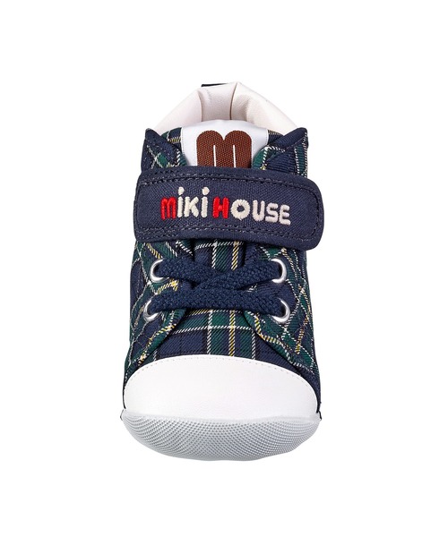ミキハウス　キッズシューズ18センチ　ネイビーチェック MIKI HOUSE ベビーシューズ ミキハウスチェック ファースト