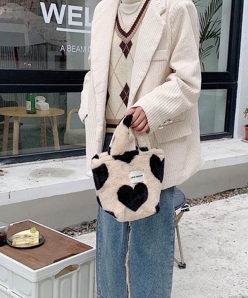 TONE SELECT GOODS トートバッグ Liaa/ ハート柄ファー バッグ A18140