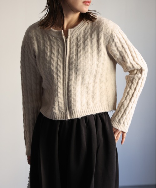 SUTONE トップス　ジップセーター ap retro ニット セーター ジップニットプルオーバー レディース