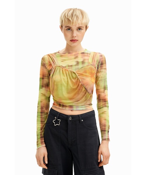 デシグアル Desigual プリント フード付き 長袖 Tシャツ