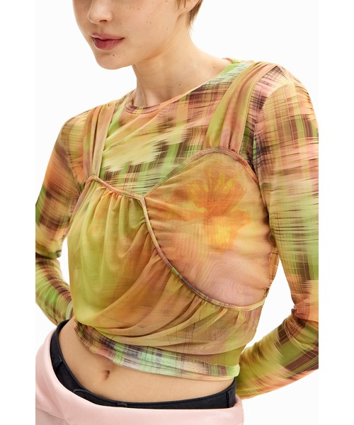 Desigual×Collina Strada ダブルレイヤーTシャツ Desigual（デシグアル） tシャツ 「Desigual×Collina Strada」タイダイ