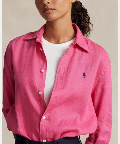 ✨️激レア✨️シンプル リネンシャツ POLO ラルフローレン ピンク XS POLO RALPH LAUREN - Polo Ralph Lauren ポロラルフローレン