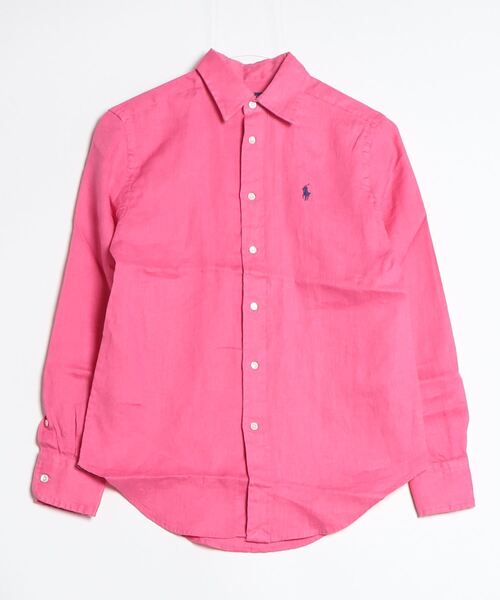 現行モデル　ポロラルフローレン　リネンシャツ　濃ピンク　ゆったり　L相当 POLO RALPH LAUREN ブラウス シャツ リラックスド フィット