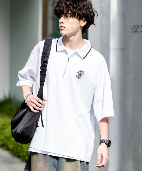 MASONPRINCE POLOシャツロゴ刺繍オーバーサイズレーシングロンT MASONPRINCE（メイソンプリンス）の「オーバーサイズ 袖ライン