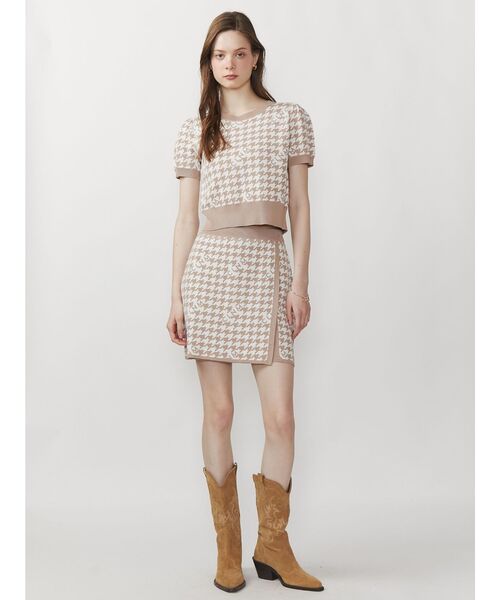 CALNAMUR ニット セーター 千鳥柄ショートスリーブニット