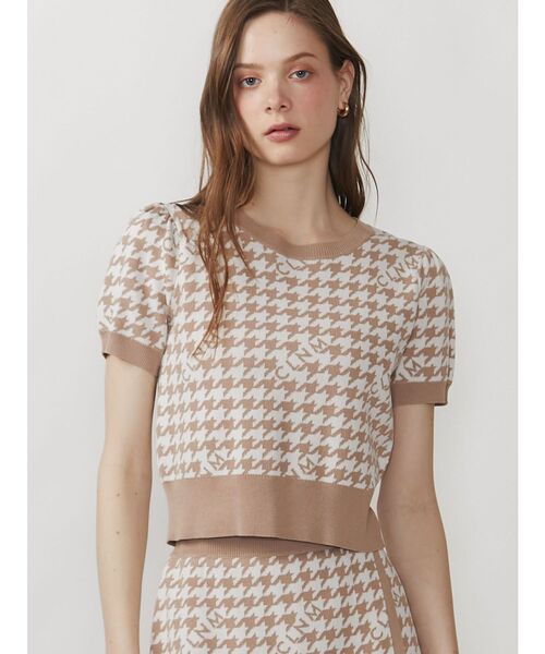 CALNAMUR ニット セーター 千鳥柄ショートスリーブニット