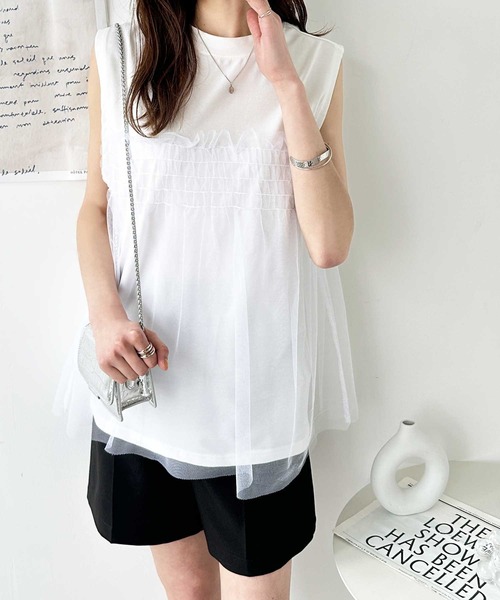 GeeRA（ジーラ） tシャツ チュールドッキングT レディース : ZOZOTOWN 