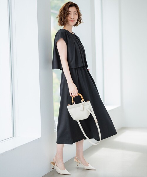 極美品*23区 *2021ss 洗える ドライコットンシルクブレンドワンピース 23区 ワンピース 「洗える」ドライコットンジャージー