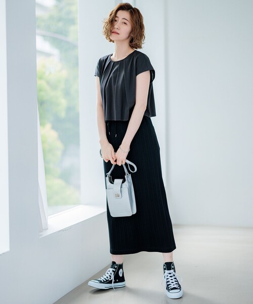 極美品*23区 *2021ss 洗える ドライコットンシルクブレンドワンピース 美品✼洗える✼23区 コットンニットワンピース シルクブレンド