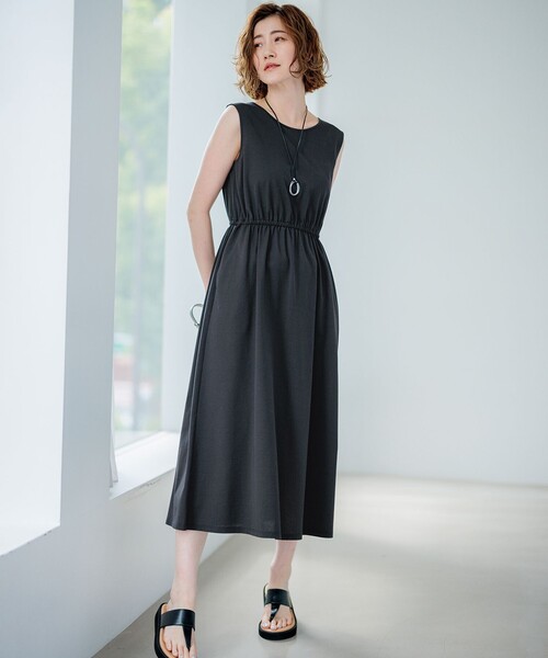 極美品*23区 *2021ss 洗える ドライコットンシルクブレンドワンピース 23区 ワンピース 「洗える」ドライコットンジャージー