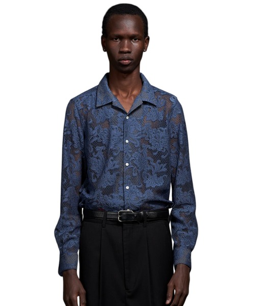 GalaabenD（ガラアーベント） シャツ ラッセルレース レギュラーシャツ