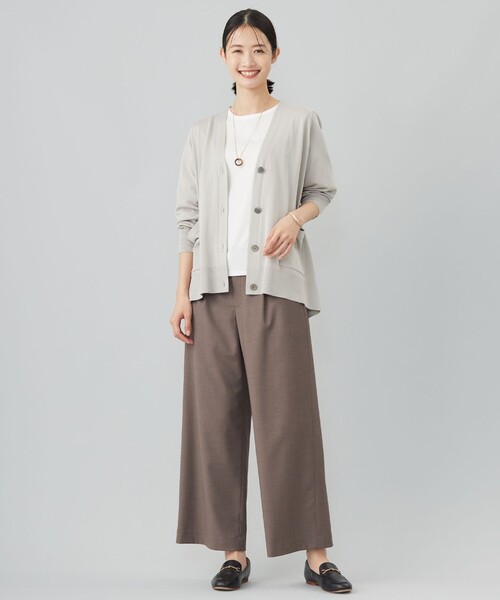 【洗える】SILKY RAYON STRETCH Vネック カーディガン カーディガン 「洗える」SILKY RAYON STRETCH Vネック