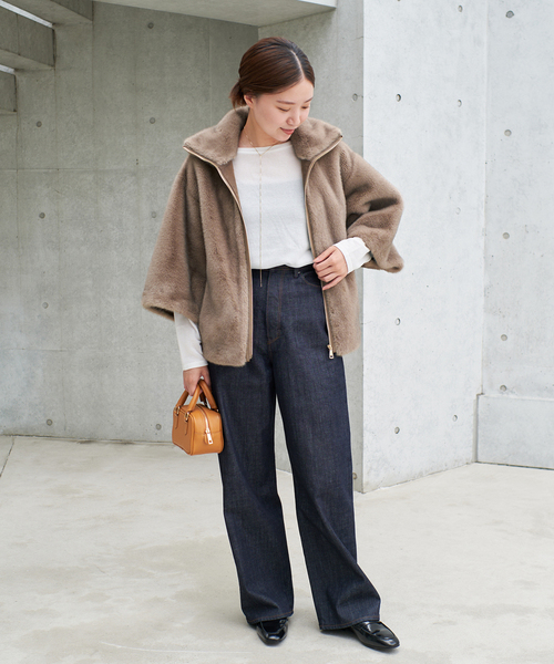 IENA ジャケット ブルゾン LOU ANDREA/ルーアンドレア ECO-FUR BZ エコ 