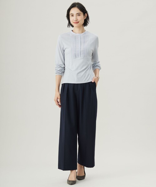 tシャツ ウォッシャブルウール タック ドットレース カットソー レディース tシャツ ウォッシャブルウール タック ドットレース カットソー